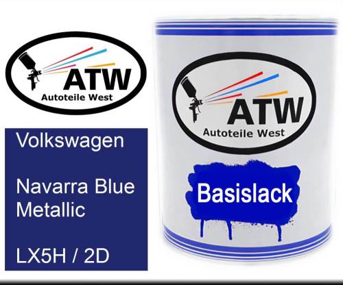 Volkswagen, Navarra Blue Metallic, LX5H / 2D: 1L Lackdose, von ATW Autoteile West.